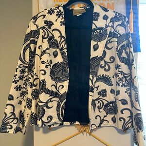 Chic Black and White Floral Blazer